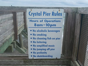 crystal fishing pier sign